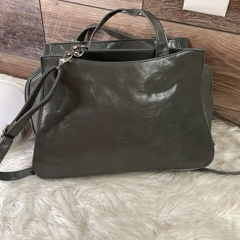 Vintage Rosetti Go Faux Leather Shoulder Handbag Purse  Dark Gray